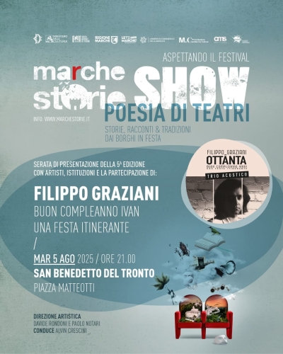 Filippo Graziani canta Ivan Graziani a MArCHESTORIE Show il 5 agosto a San Benedetto del Tronto