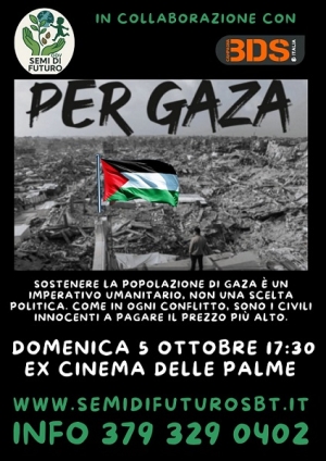 INCONTRO PER PROMUOVERE LA PACE A GAZA ORGANIZZATO DALL&rsquo; &ldquo;ASSOCIAZIONE SEMI DI FUTURO ODV&rdquo;