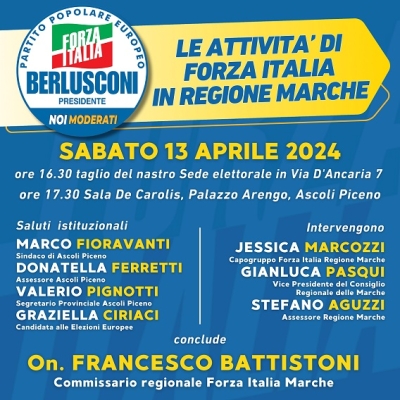 Forza Italia incontra Ascoli Piceno il 13 aprile