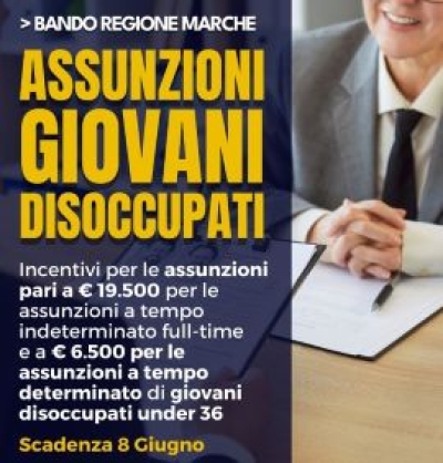 &ldquo;Le Marche per i giovani&rdquo;, un nuovo bando per favorire l'occupazione giovanile