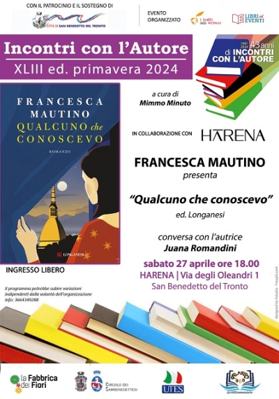 San Benedetto, Francesca Mautino presenta il suo libro d'esordio ”QUALCUNO CHE CONOSCEVO”
