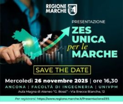ZES UNICA PER LE MARCHE, MERCOLEDÌ 26 NOVEMBRE L’EVENTO REGIONALE DI PRESENTAZIONE DELLA MISURA