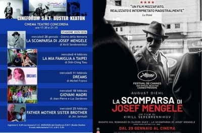 Cinema Teatro Concordia, stagione 2025/2026 - II° ciclo: mercoledì 28 Gennaio proiezione del film LA SCOMPARSA DI JOSEF MENGELE di K.Serebrennikov