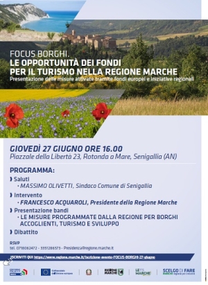 FOCUS BORGHI: le opportunita' dei fondi per il Turismo, il 27 giugno a Senigallia