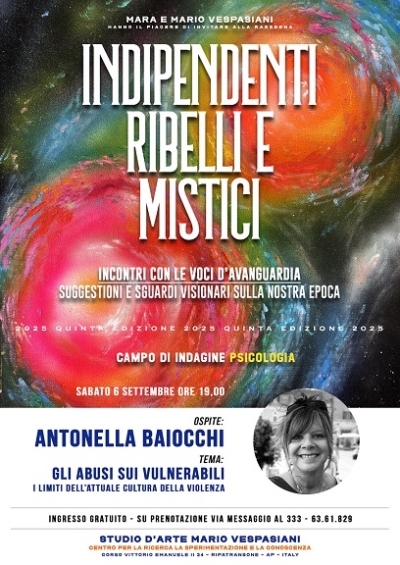 Antonella Baiocchi apre l’area Psicologia alla rinomata rassegna Indipendenti, Ribelli e Mistici