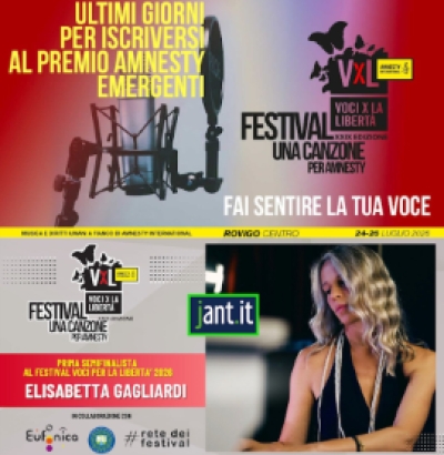 PREMIO AMNESTY PER ARTISTI EMERGENTI: IL 20 APRILE SCADONO LE ISCRIZIONI