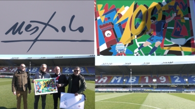 La US Sambenedettese è stata omaggiata con un'opera di Nespolo