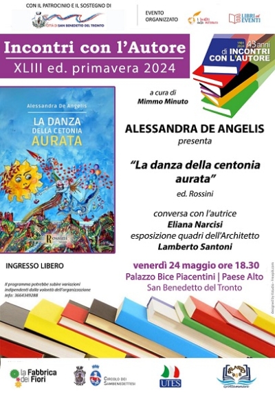Alessandra De Angelis presenterà a San Benedetto il libro ”La danza della centonia aurata”