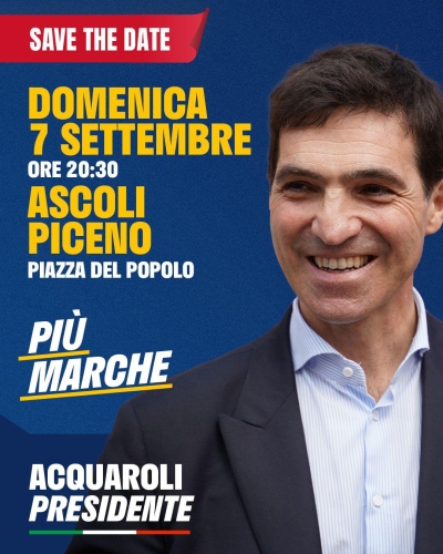 Domenica 7 settembre in Piazza del Popolo arriva il Presidente Francesco Acquaroli