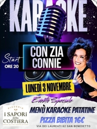 Luned&igrave; 3 novembre presso la pizzeria I Sapori della Costiera serata karaoke con zia Connie