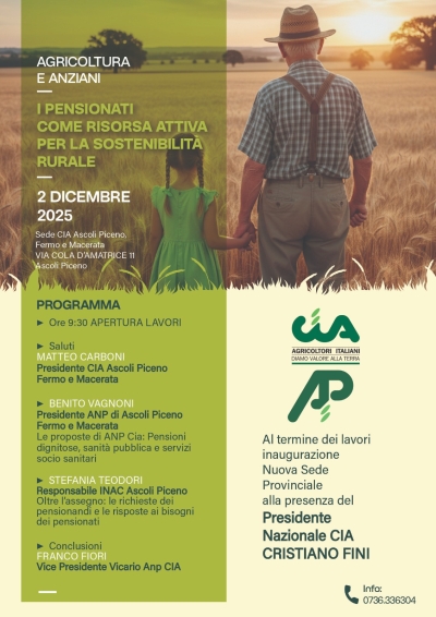 Agricoltura e anziani: ad Ascoli Piceno, un incontro su pensionati e sostenibilità rurale