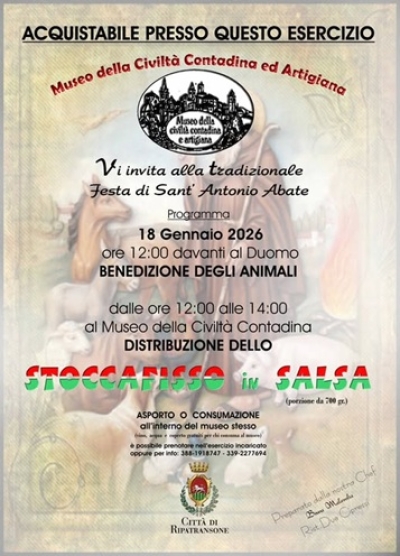 Il Museo della Civiltà Contadina ed Artigiana a Ripatransone presenta la Festa di Sant’Antonio Abate 2026