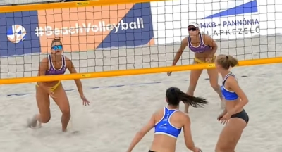 Le beachers Olga Motrich e Adelia Akhmetova si allenano sulle spiagge fermane in vista dell'Europeo di Montpellier