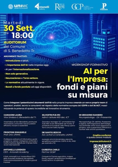 San Benedetto del Tronto ospita “AI per l’impresa”: oltre 100 aziende e un parterre di relatori d’eccellenza per discutere il futuro digitale