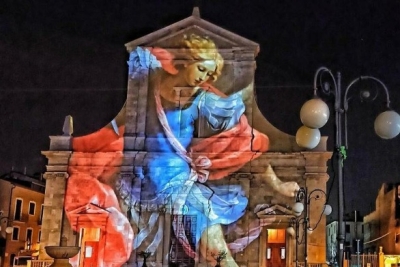 Proiezioni di videomapping sulla facciata della cattedrale