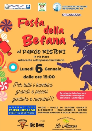 Luned&igrave; 6 gennaio presso il Parco Varo Ristori in Via Mare evento "Festa dellla Befana"