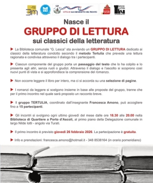 La biblioteca &ldquo;Lesca&rdquo; avvia un gruppo di lettura sui classici