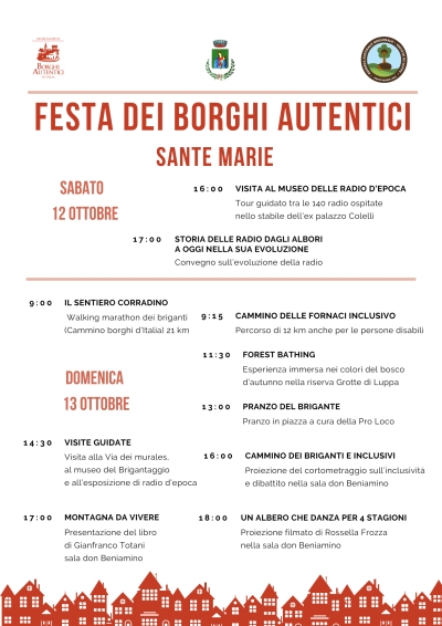 Festa dei Borghi Autentici d’Italia e dei Cammini Inclusivi - 12 e 13 ottobre a Sante Marie