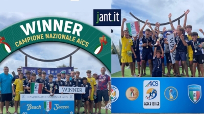 La squadra dello Chalet degli Angeli vince il titolo di campione nazionale Under 13 Aics di beach soccer ad Ostia.