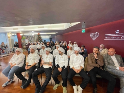 Gli chef stellati Enrico Mazzaroni e Daniele Zunica all'inaugurazione dell'anno accademico di Accademia Chef