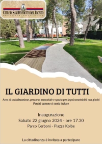 Sabato 22 giugno s&rsquo;inaugura il &ldquo;Giardino di tutti&rdquo;