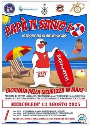 "Pap&agrave; ti salvo io", progetto di attivit&agrave; ludica per l'educazione alla prevenzione e alla sicurezza in mare