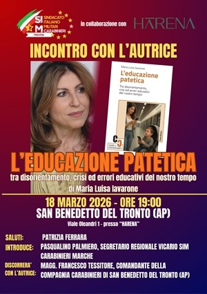 Bullismo e devianza minorile: il SIM Carabinieri Marche porta a San Benedetto del Tronto la testimonianza della Prof.ssa Maria Luisa Iavarone