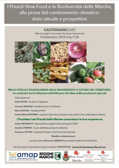 Castignano - I Presidi e le Biodiversità delle Marche, alla prova del cambiamento climatico: stato attuale e prospettive