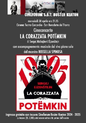Cineforum Sbt "Buster Keaton", cineconcerto: mercoled&igrave; 30 aprile proiezione del film LA CORAZZATA POT&Euml;MKIN di S. M. Ejzenstejn