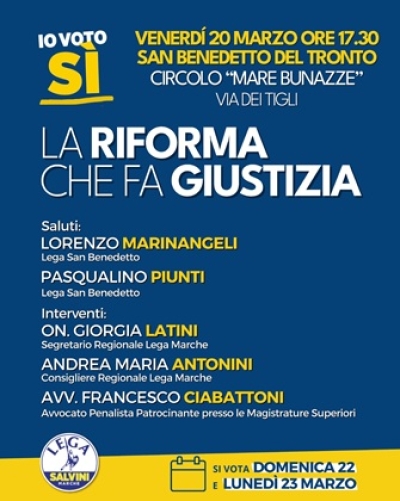 Al Circolo Mare Bunazze venerdì 20 marzo evento per la chiusura della campagna referendaria