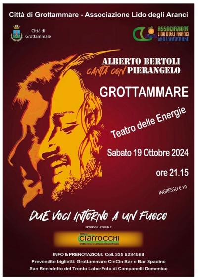 Bertoli canta al Teatro delle Energie grazie al Lido degli Aranci di Grottammare