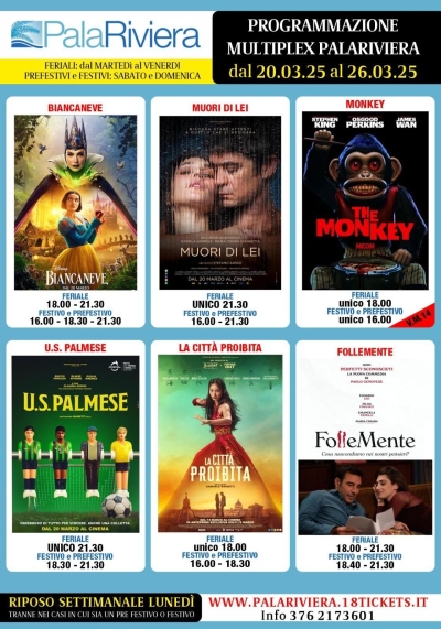 Programmazione dal 20 al 26 marzo 2025 del Multiplex Palariviera di San Benedetto del Tronto