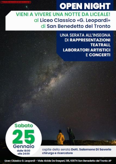 LICEO CLASSICO GIACOMO LEOPARDI,  OPEN NIGHT 25 GENNAIO 2025 DAL TITOLO 