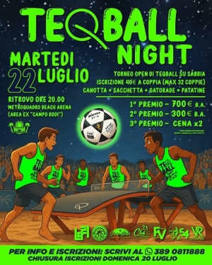 Marted&igrave; 22 luglio torneo di Teqball su sabbia
