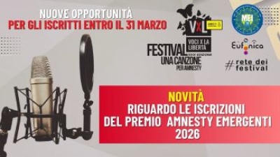 PARTITI I PREMI AMNESTY 2026 PER LE CANZONI SUI DIRITTI UMANI