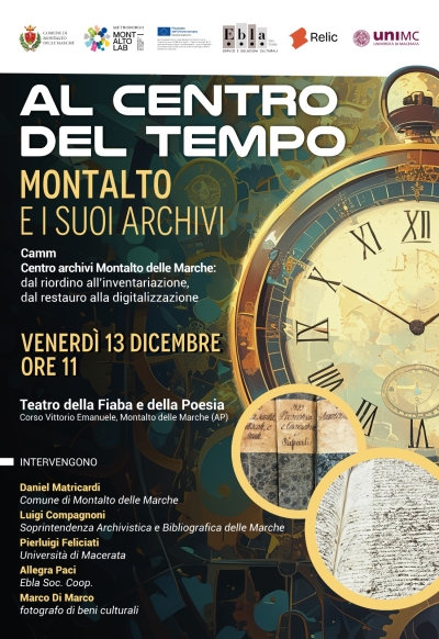 “Al centro del tempo - Montalto e i suoi archivi”: appuntamento il 13 dicembre a Montalto delle Marche