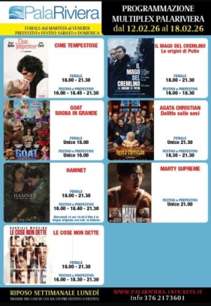 Multiplex Palariviera, programmazione dal 12 al 18 febbraio 2026