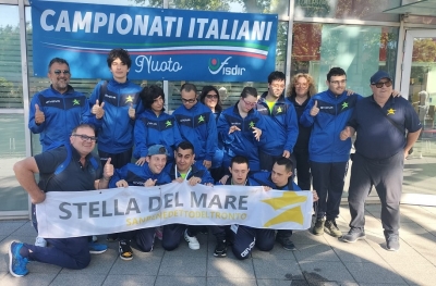 Finali Nazionali Nuoto Paralimpico: cascata di medaglie per la STELLA DEL MARE San Benedetto, due atleti conquistano ex aequo il titolo italiano nel salvamento
