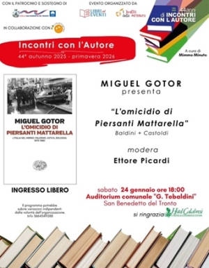 Miguel Gotor a San Benedetto presenta il suo libro &ldquo;L&rsquo;omicidio di Piersanti Mattarella&rdquo;