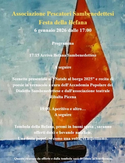 Associazione Pescatori Sambenedettesi Festa della Befana 6 gennaio 2026