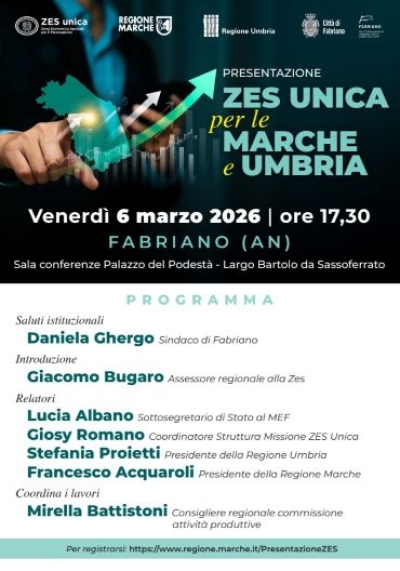 ZES UNICA PER MARCHE E UMBRIA &ndash; IL 6 MARZO A FABRIANO L&rsquo;EVENTO DI PRESENTAZIONE