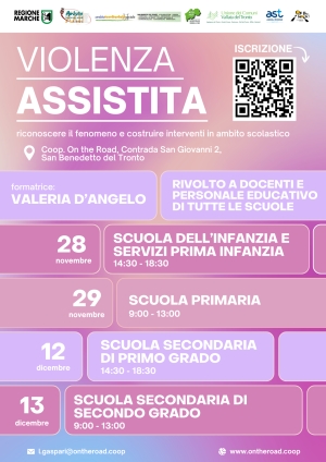 Formazione sul fenomeno della violenza assistita nelle scuole promossa dal CAV &ldquo;Donna con Te&rdquo; della provincia di Ascoli Piceno