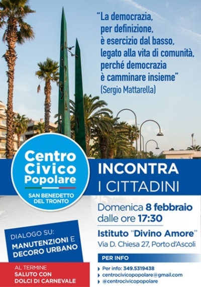 Centro Civico Popolare incontra i cittadini domenica 8 febbraio a Porto d'Ascoli