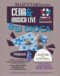 Venerd&igrave; 30 gennaio appuntamento presso la Pizzeria I Sapori della Costiera con cena, musica &amp; grande tombola
