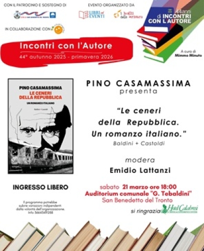 “Le ceneri della Repubblica”, appuntamento il 21 marzo con il libro di Pino Casamassima