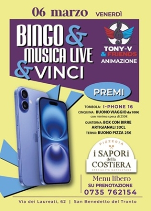 Pizzeria I Sapori della Costiera, la Bingo Night &egrave; in arrivo il 6 Marzo