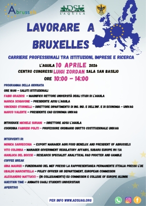LAVORARE NELLA UE: ALL&rsquo;AQUILA CONFRONTO CON ESPERTI SU PERCORSI E OPPORTUNIT&Agrave; PROMOSSO DA ADSU