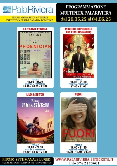 Programmazione settimanale del Multiplex Palariviera di San Benedetto del Tronto