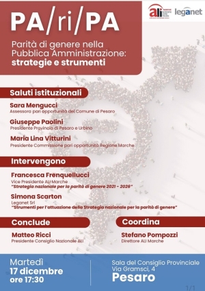 A Pesaro seminario su parit&agrave; di genere nella Pubblica Amministrazione: strategie e strumenti