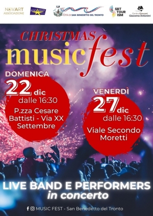 Il 22 e il 27 dicembre il centro di San Benedetto sar&agrave; animato dal "Christmas Music Fest"